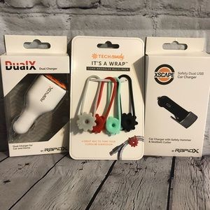 NWT Set of 3 RapidX -Xscape Safety Dual USB Car Charger➕Dual Charger➕It’s A Wrap